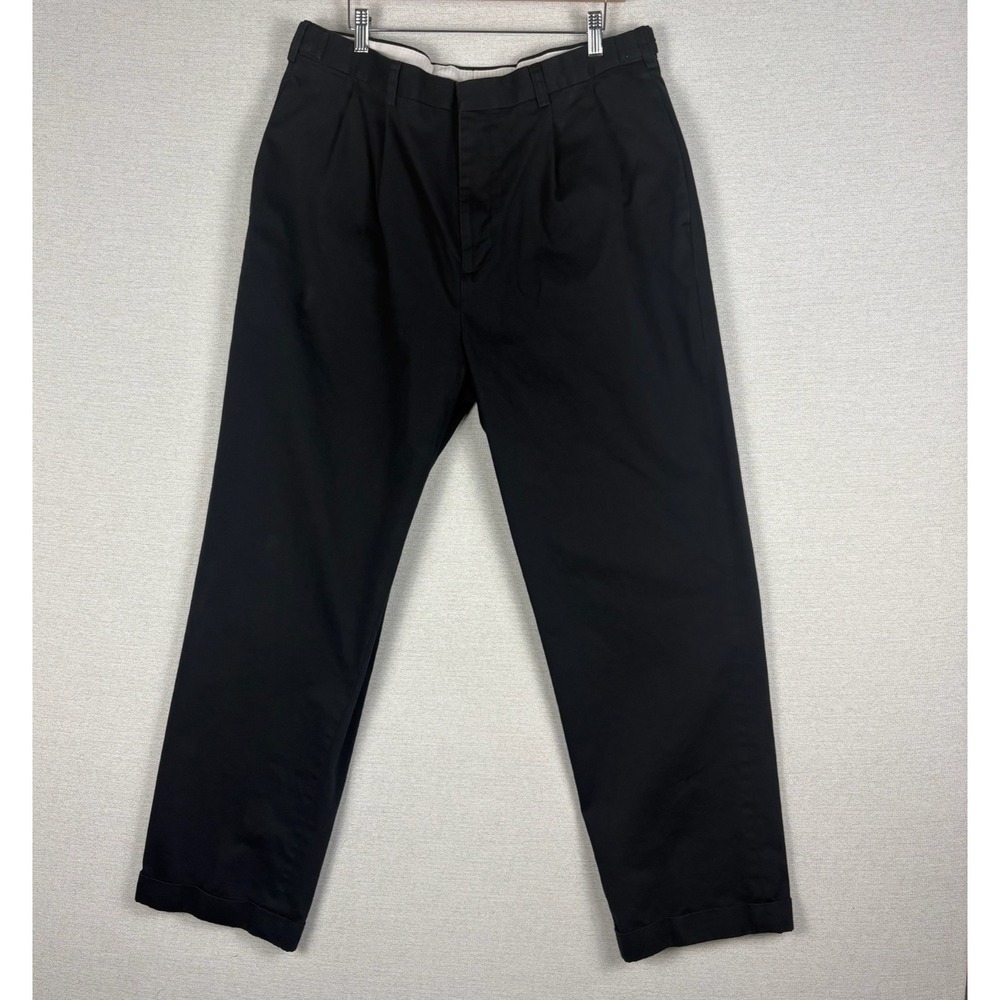Vtg Y2K Trousers Tommy Bahama Mens Size 36x29‎ Black Pleated Cuffed Chino Slacks